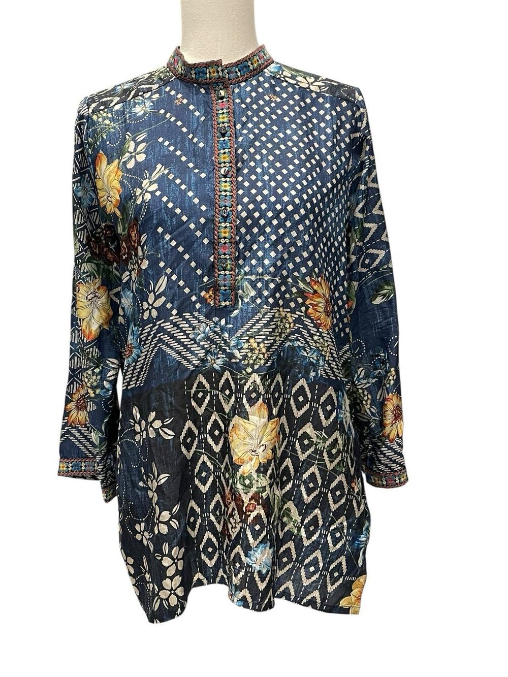 Johnny Was bohemian-style tunic Top XS